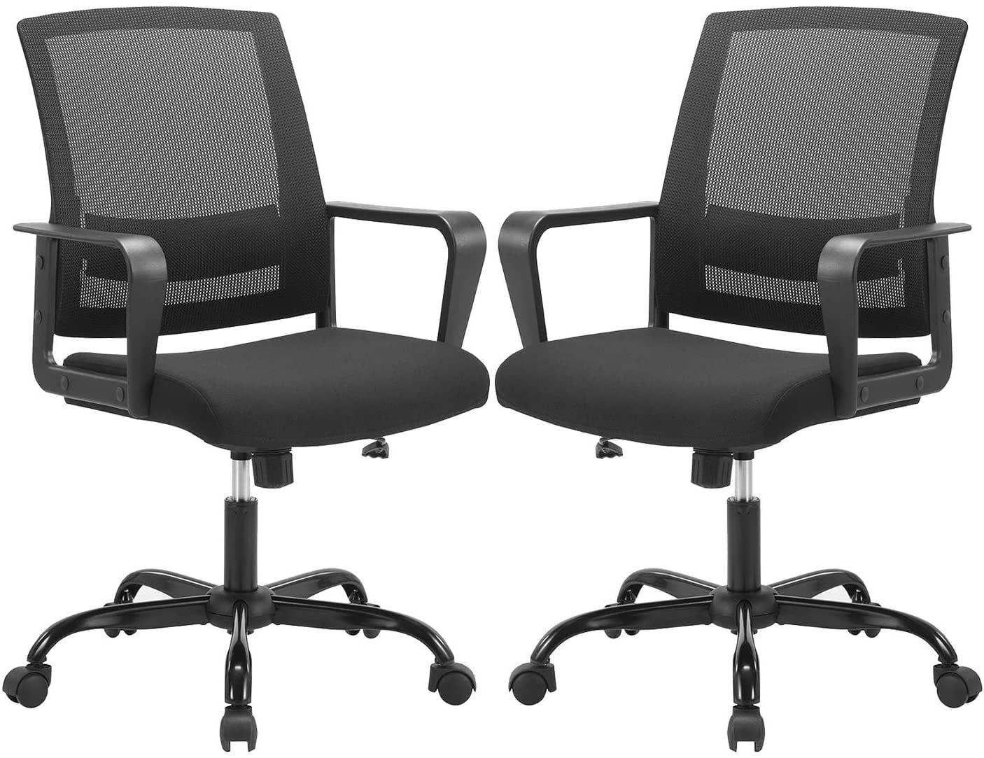 CLATINA Ergonomic Rolling Mesh Desk Chair with Executive Lumbar Support and Adjustable Swivel Design for Home Office Computer BIFMA Certified Black 2Pack