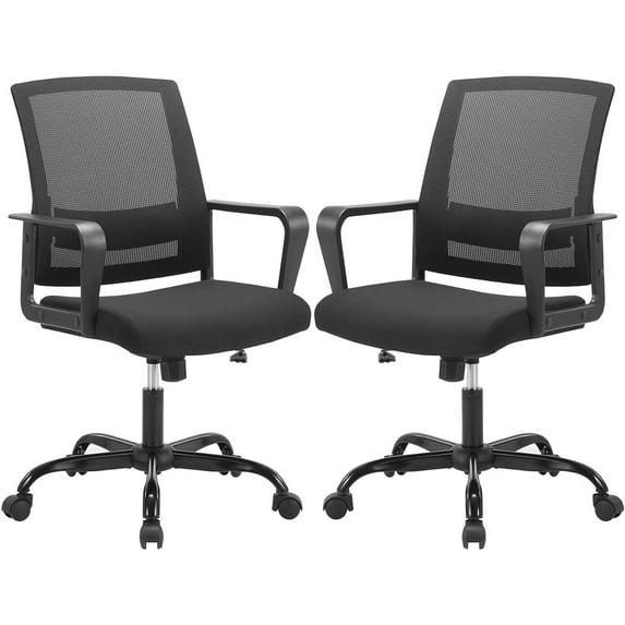 CLATINA Silla de Escritorio Ergonómica de Malla con Soporte Lumbar Ejecutivo y Diseño Giratorio Ajustable para Computadora de Oficina en Casa con Certificación BIFMA, Negro, Paquete de 2