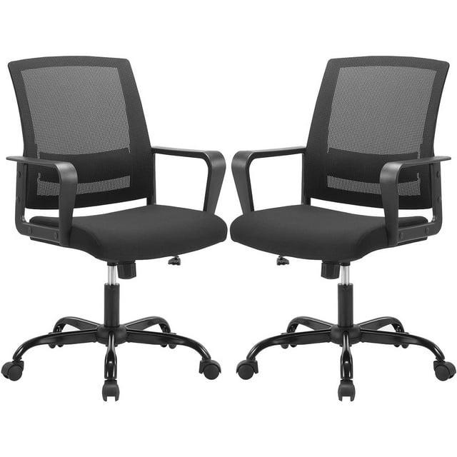 CLATINA Ergonomic Rolling Mesh Desk Chair with Executive Lumbar Support and Adjustable Swivel Design for Home Office Computer BIFMA Certified Black 2Pack
