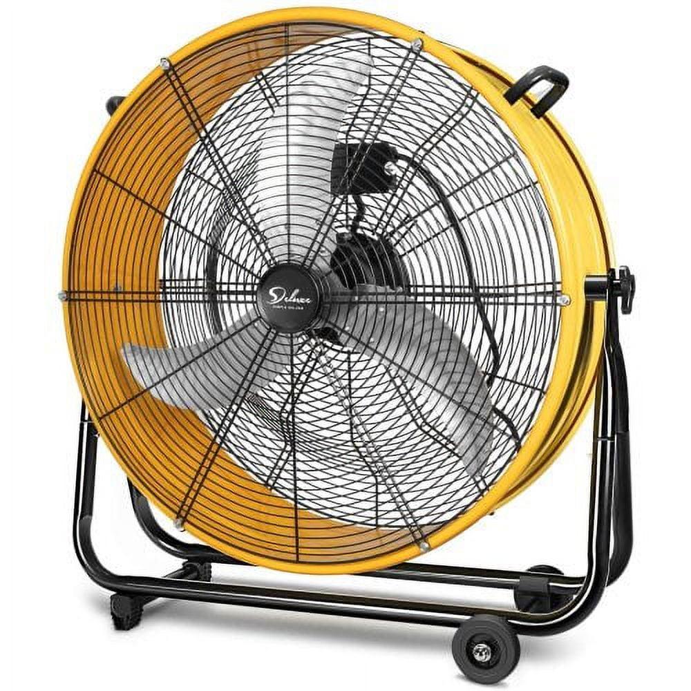 [US IN STOCK] Simple Deluxe 3 Speed Circulation for Industrial, Commercial, Residential, and Shop Use 24 Inch High Velocity Air Movement Heavy Duty Metal Drum Fan, Yellow