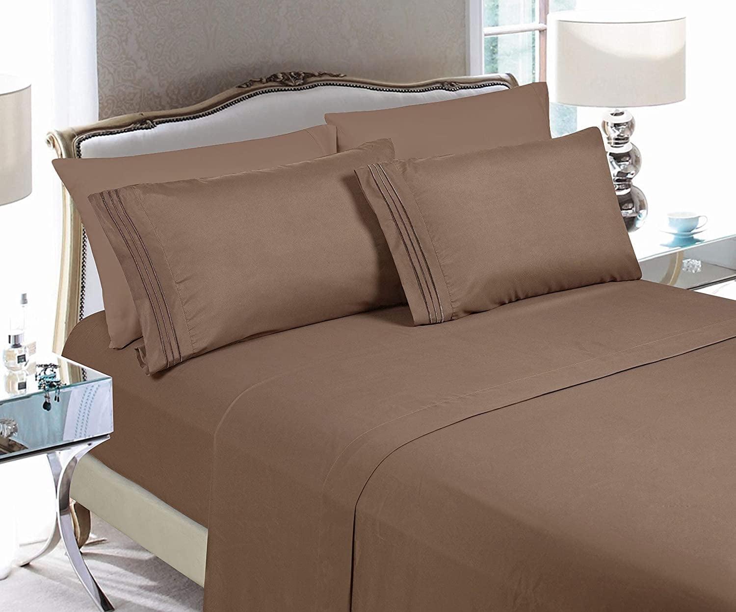 Taupe Queen Microfiber 4-Piece Sheet Set