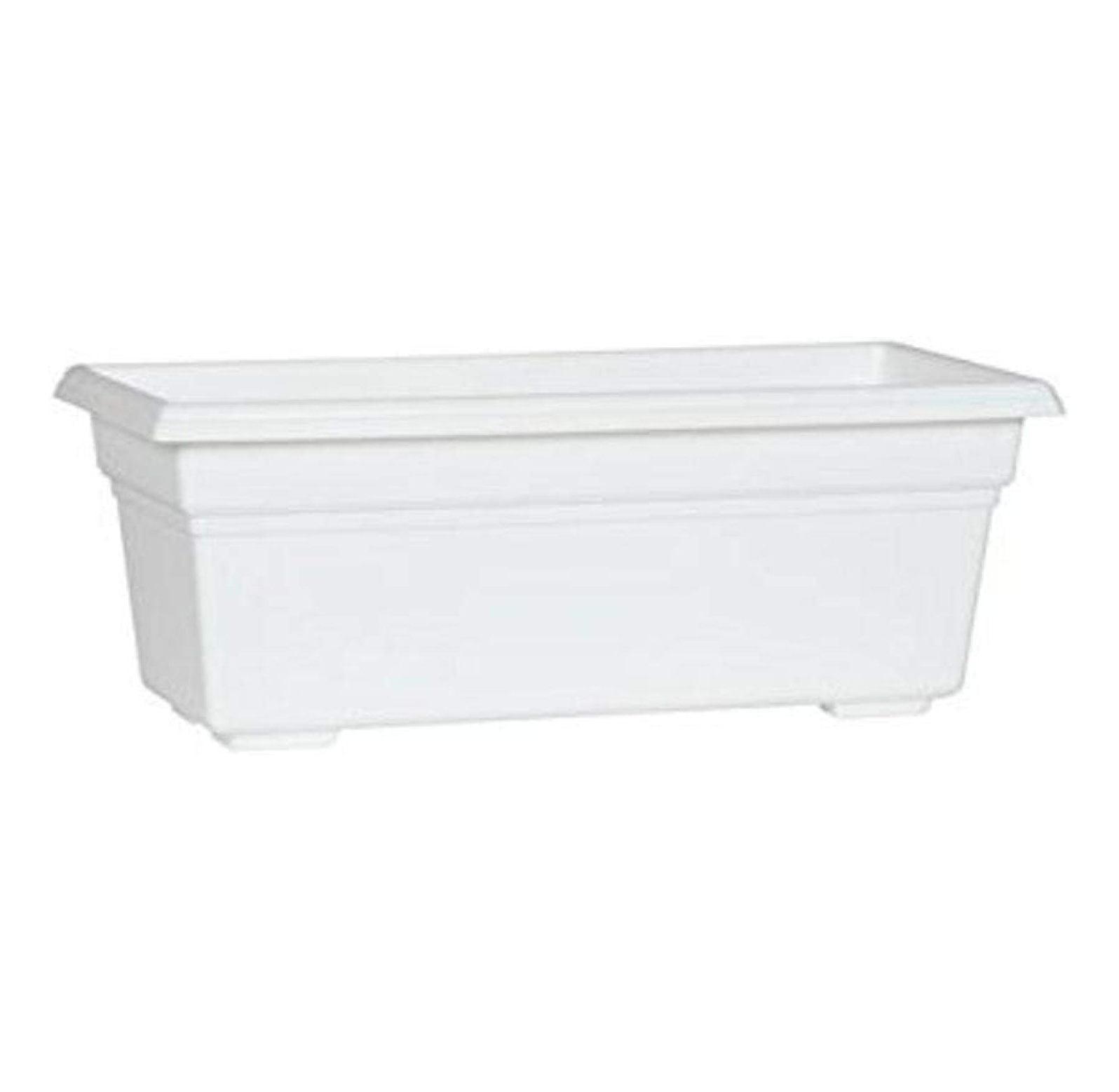 White 18-Inch Matte Finish Plastic Flower Box Planter