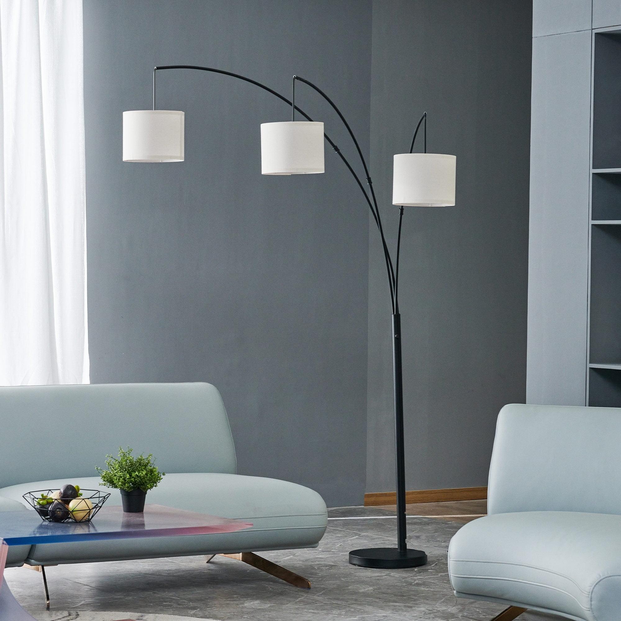 Bestco 83" Modern Arc Floor Lamp with Hanging Drum Shades 3 Light Tree Standing Light