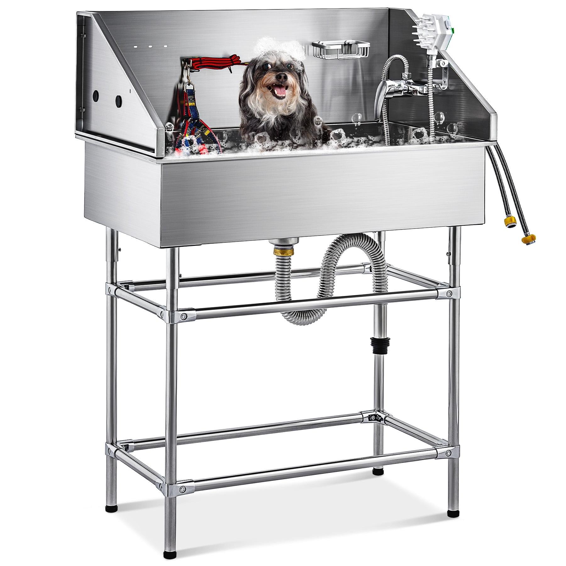 34'' Stainless Steel Elevated Dog Washing Station with Shower Head