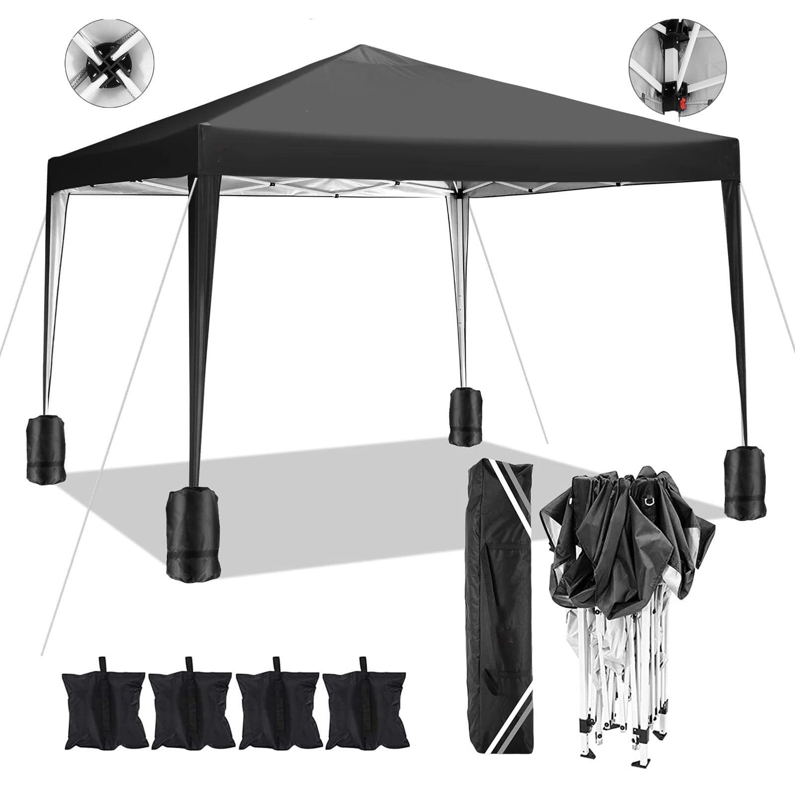 COBIZI 10X10 Ez Pop Up Canopy Tent Outdoor Event Shelter Party Tent One Person Quick Setup Portable Folding Waterproof Canopy Pop Up Tent for Party Camping Patio Beach,Black