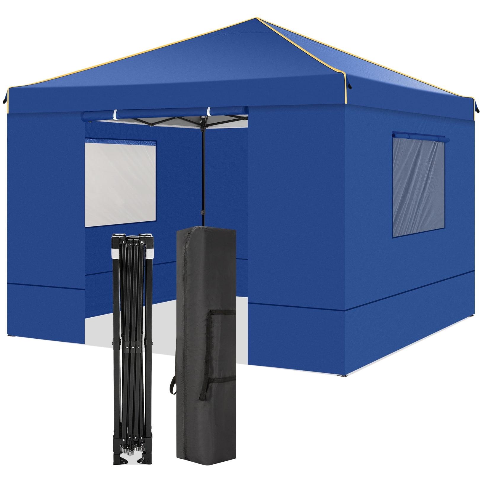 COBIZI 10x10 Pop-up Canopy Tent with 4 Sidewalls and Mesh Windows 2.0, Waterproof Commercial Instant Outdoor Canopy Tents for Party/Exhibition/Picnic with Carry Bag,4 Stakes & Ropes,Dark Blue