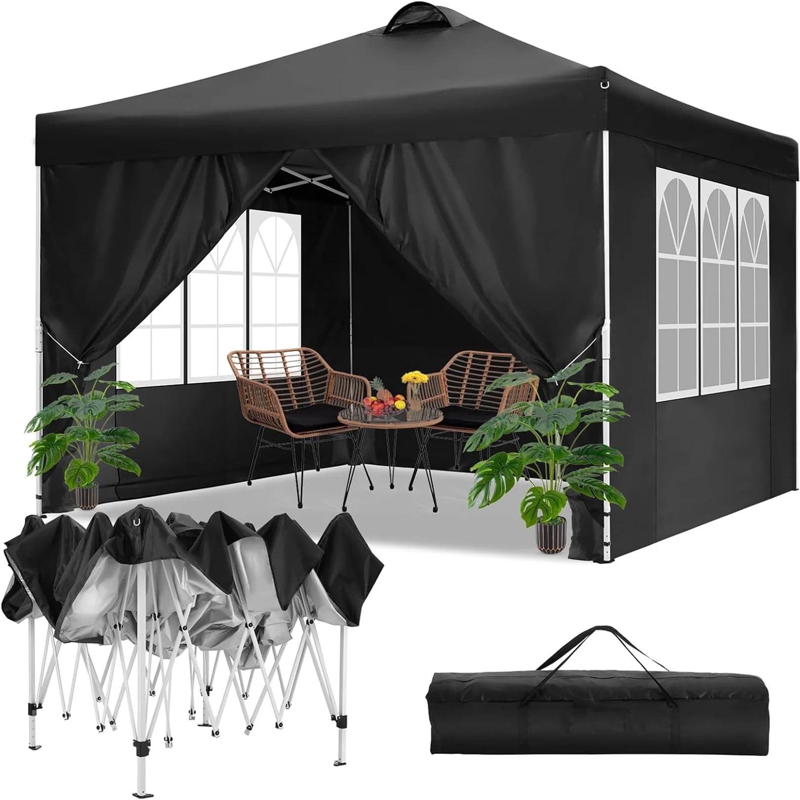 COBIZI 10X10 Ez Pop Up Canopy Tent Outdoor Event Shelter Party Tent One Person Quick Setup Portable Folding Waterproof Canopy Pop Up Tent for Party Camping Patio Beach,Black