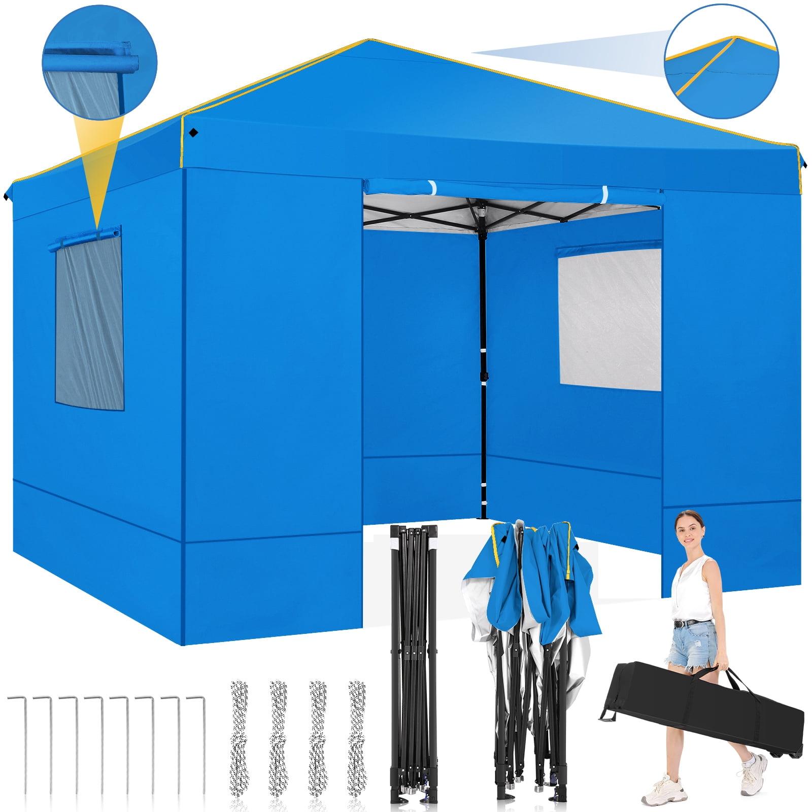 COBIZI 10x10 Pop-up Canopy Tent with 4 Sidewalls and Mesh Windows 2.0, Waterproof Commercial Instant Outdoor Canopy Tents for Party/Exhibition/Picnic with Carry Bag,4 Stakes & Ropes,Dark Blue