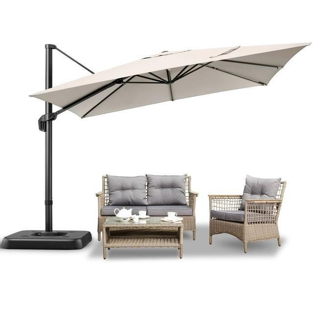 HOTEEL 10'x10' Aluminum Cantilever Umbrella - 360° Rotation & 5-Tilt Angles for Patio, Poolside & Outdoor