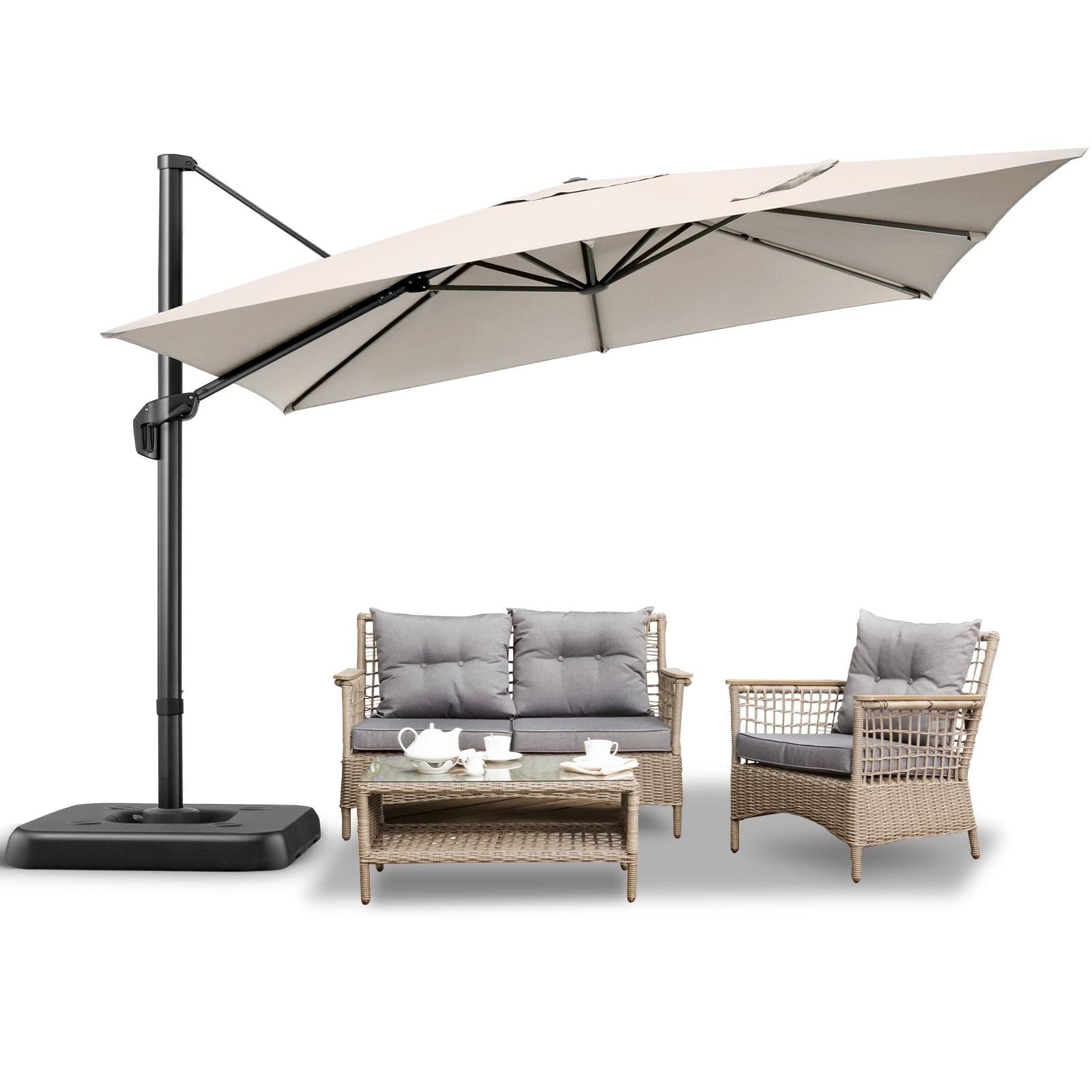 HOTEEL 10'x10' Aluminum Cantilever Umbrella - 360° Rotation & 5-Tilt Angles for Patio, Poolside & Outdoor
