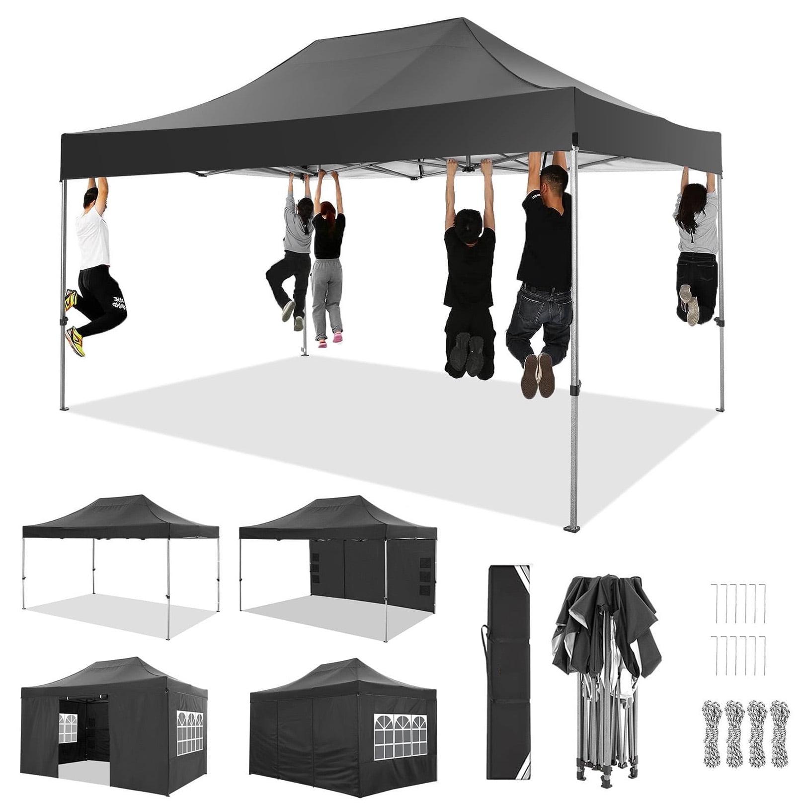 COBIZI 10x15 Black Heavy Duty Pop-Up Canopy Tent with Sidewalls