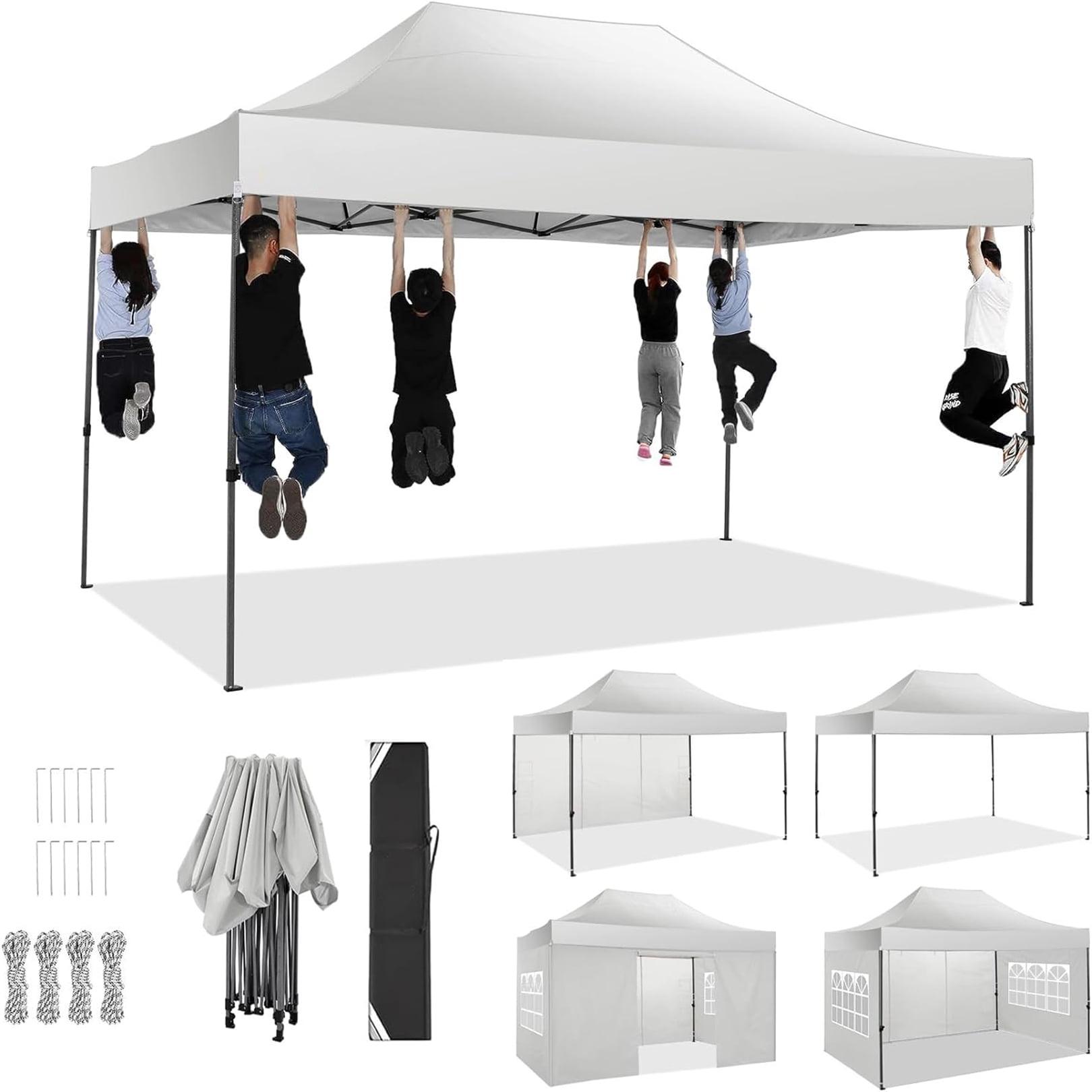 Cobizi 10x15 Heavy Duty Pop up Canopy Tent with 4 sidewalls Commercial Outdoor Canopy Wedding Party Tents for Wedding All Season Wind & Waterproof Gazebo with Carry Bag, Black(Frame Thickened)