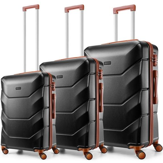COBIZI 3 Piece Luggage Sets with Wheels, Hardshell Large Suitcases with TSA Lock Hardside & Lightweight 3-Piece Hardshell Luggage Sets for Travel 20in 24in 28in(Black)