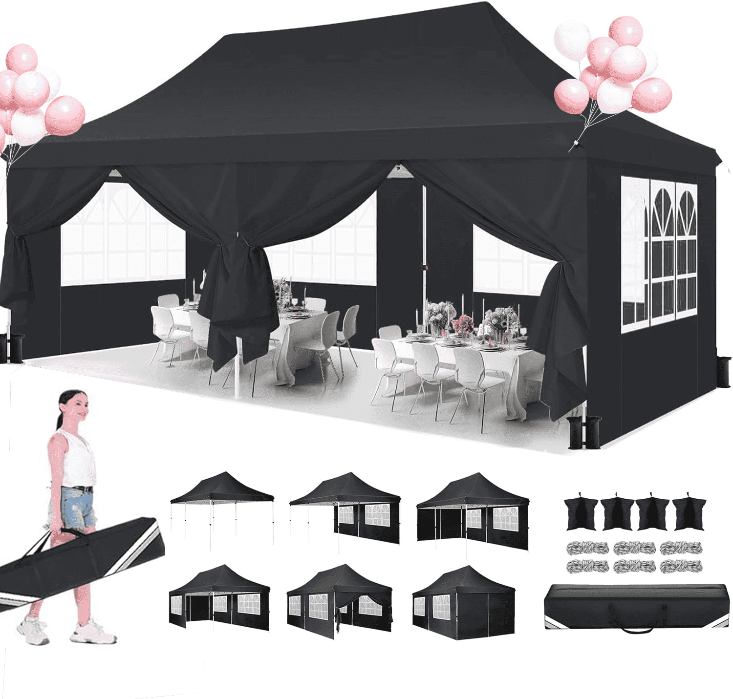 COBIZI 3 Piece Luggage Set Expandable ABS+PC Hardshell Carry on Suitcase with Spinner Wheels & TSA Lock Rolling Carry-on Suit Case for Plane, Travel, Business, Dark Blue(20in/DB/TB)