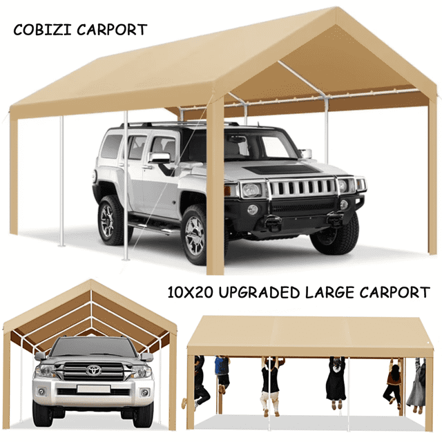 Cobizi Carport 10'x20' Heavy Duty Portable Garage, Upgraded Car Canopy
