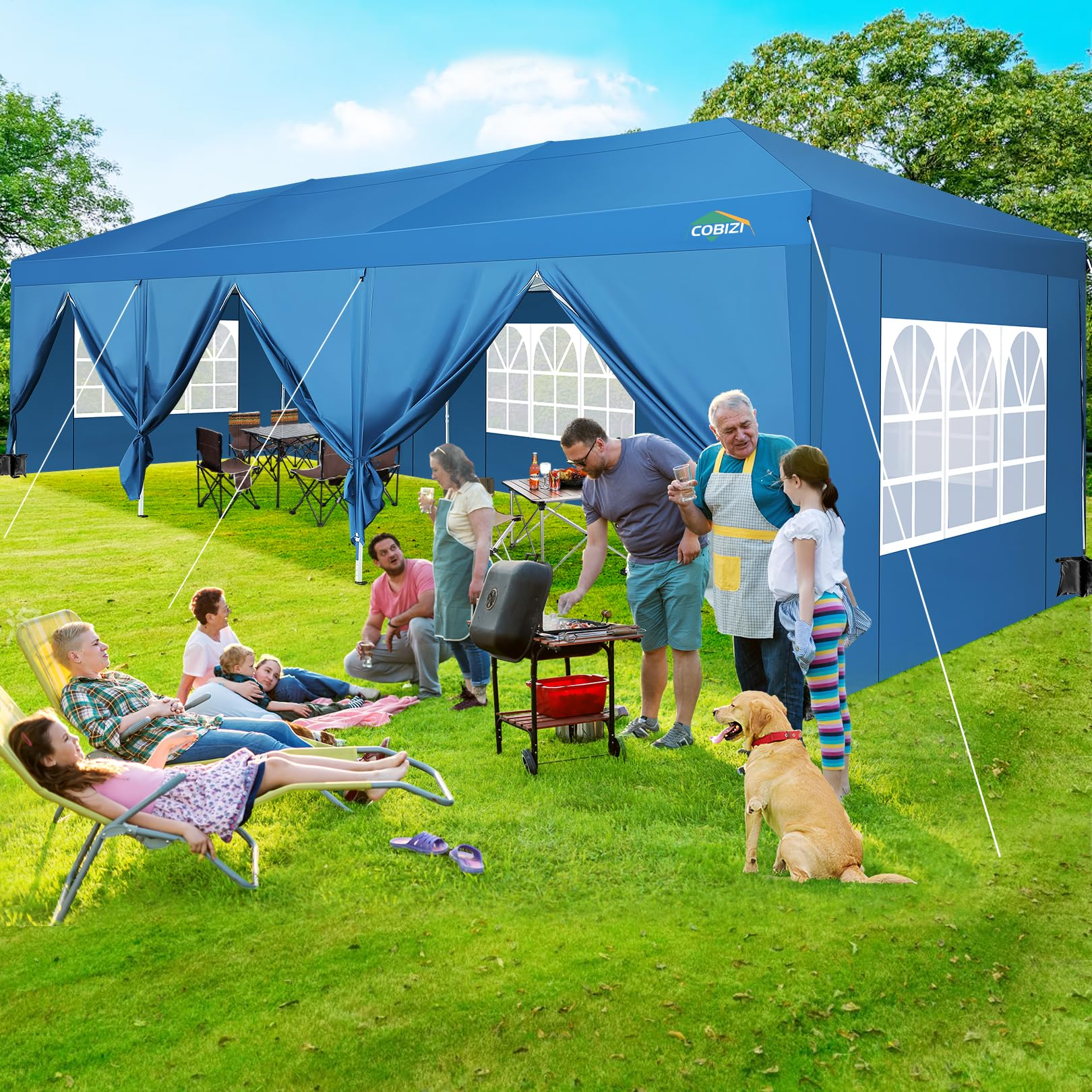 30 ft. W x 10 ft. D Real Heavy Duty Pop Up Canopy Outdoor Wedding Party Tent with 8 Sidewalls