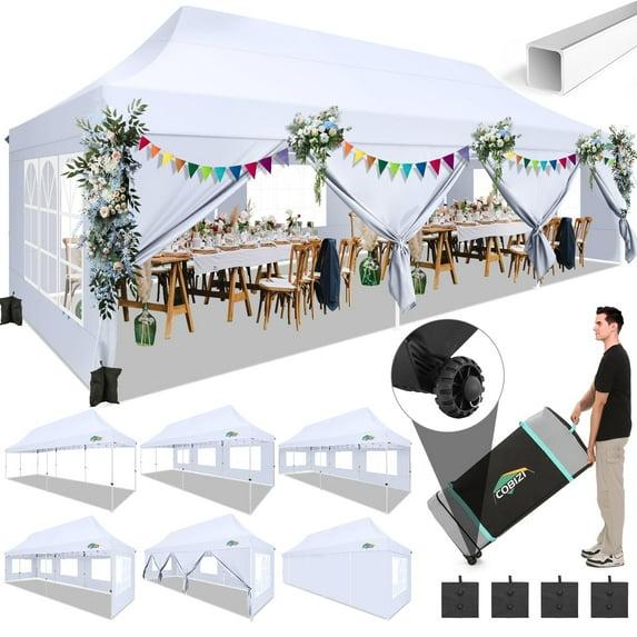 Cobizi 10×30 FT Pop Up Heavy Duty Party Tent with Walls Canopy Commercial Tent with Metal Frame