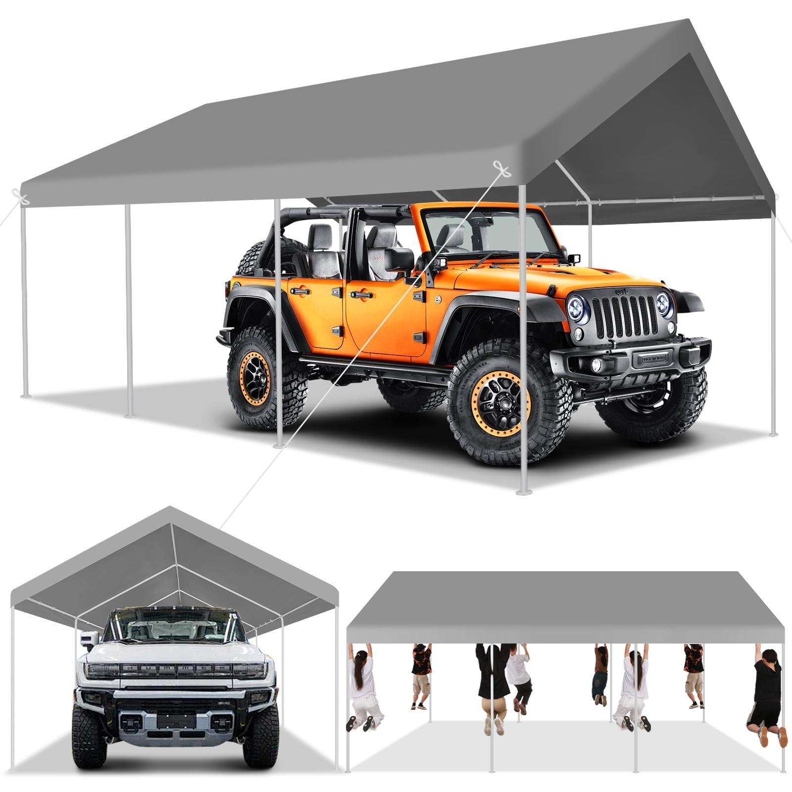 12' x 20' Gray Metal Carport Canopy with Windows