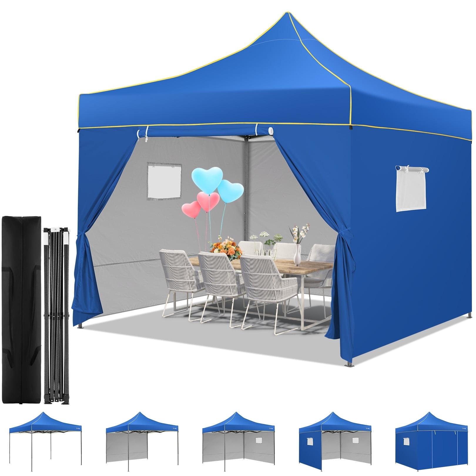 COBIZI 10x10 Pop-up Canopy Tent with 4 Sidewalls and Mesh Windows 2.0, Waterproof Commercial Instant Outdoor Canopy Tents for Party/Exhibition/Picnic with Carry Bag,4 Stakes & Ropes,Dark Blue