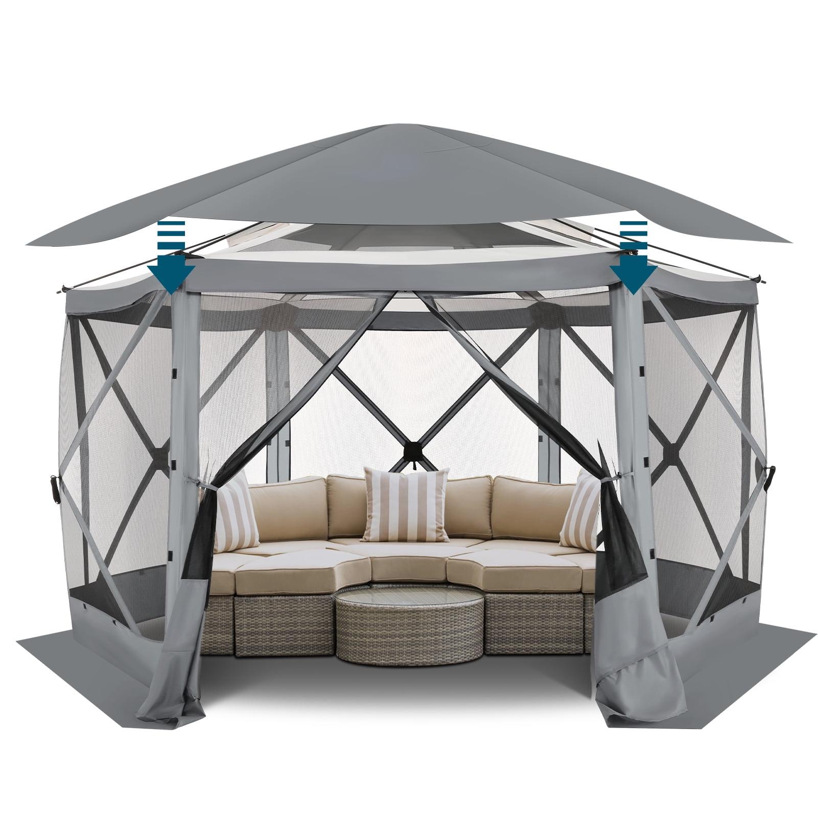 Gray 12x12 Pop-Up Gazebo with Mesh Top and Mosquito Netting