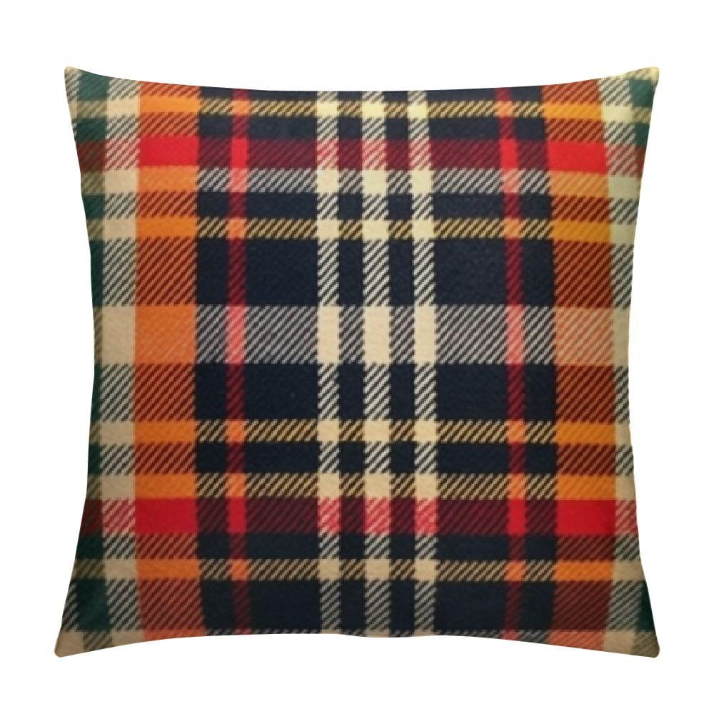 COMIO Plaid Pillow Cover Scottish Tartan Red and White Wool Plaid Pattern Symmetric Square Print Double Sided Decorative Pillow Case Throw Pillows Cover