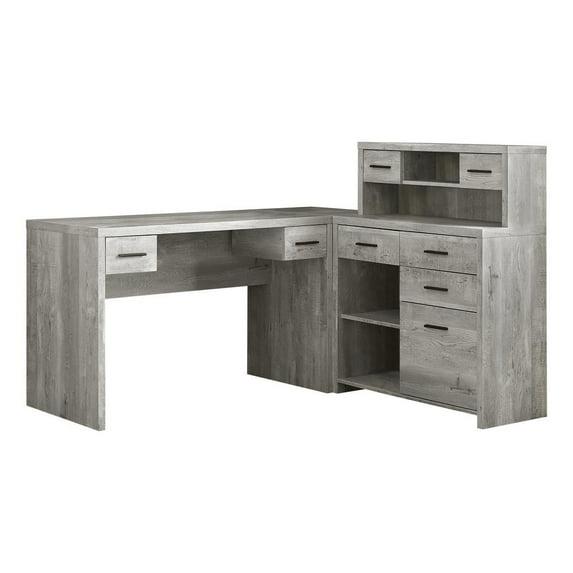 COMPUTER DESK - GREY WOOD GRAIN L/R FACING CORNER