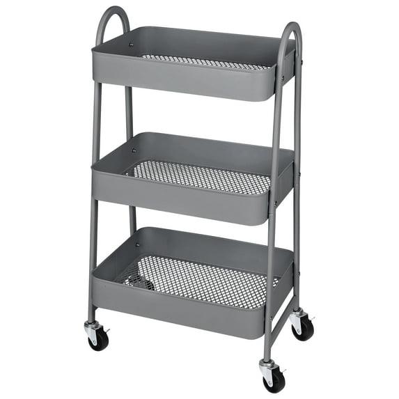 Rebrilliant 3 Tier Small Rolling Cart Metal Utility Storage Organizer Bathroom Storage Cabinet Freestanding Bathroom Cabinet