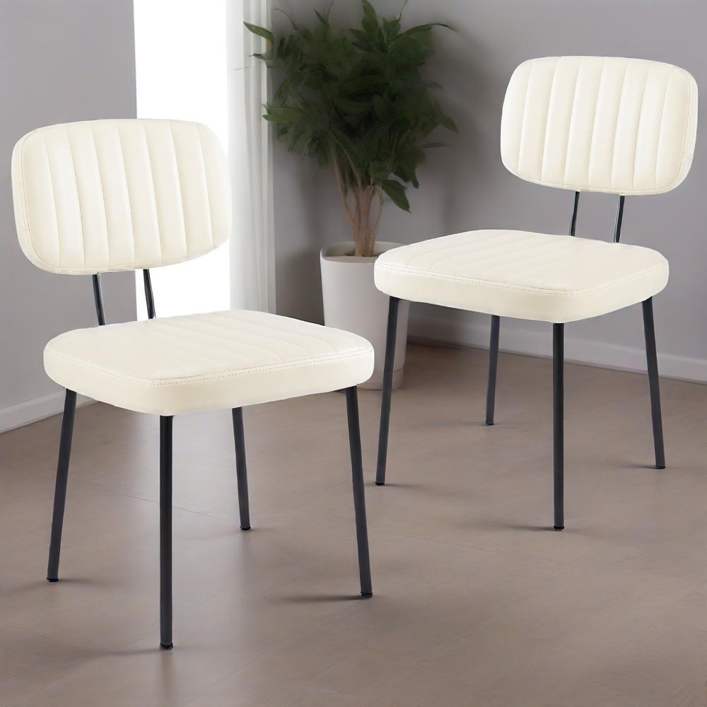 CONCETTA Mid-century Modern Dining Chairs, Kitchen Chairs Set of 2, White