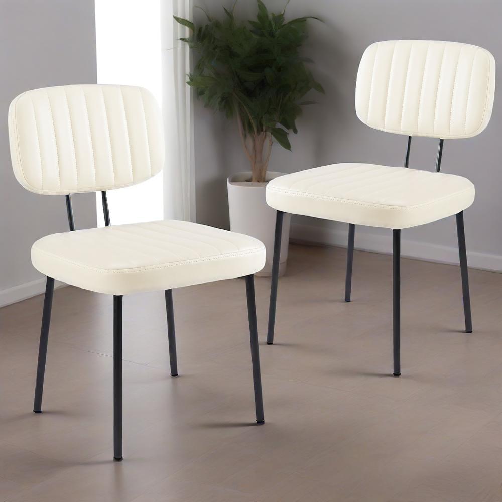 CONCETTA Mid-century Modern Dining Chairs, Kitchen Chairs Set of 2, White