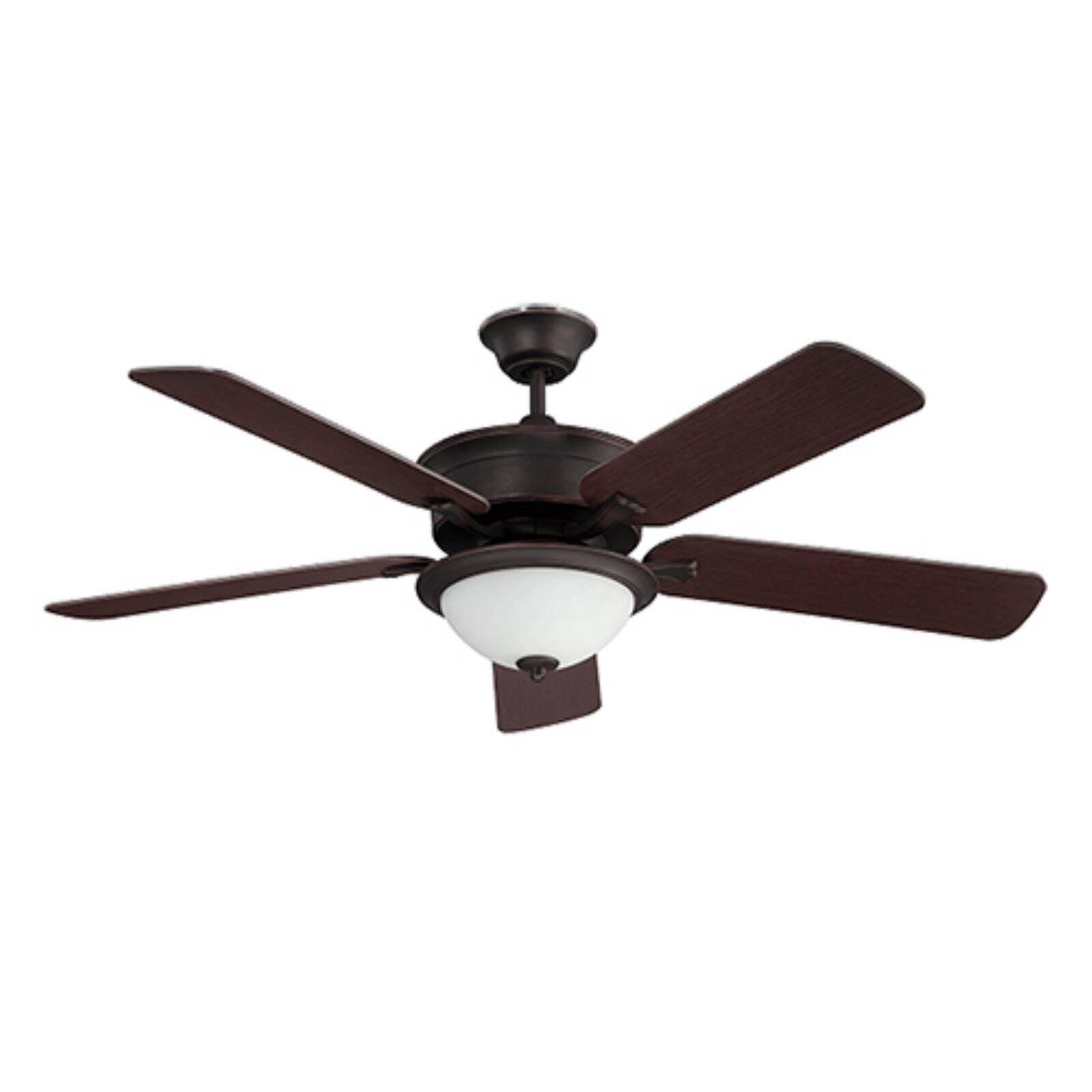 52'' Oil Rubbed Bronze Ceiling Fan with Frosted Glass Light