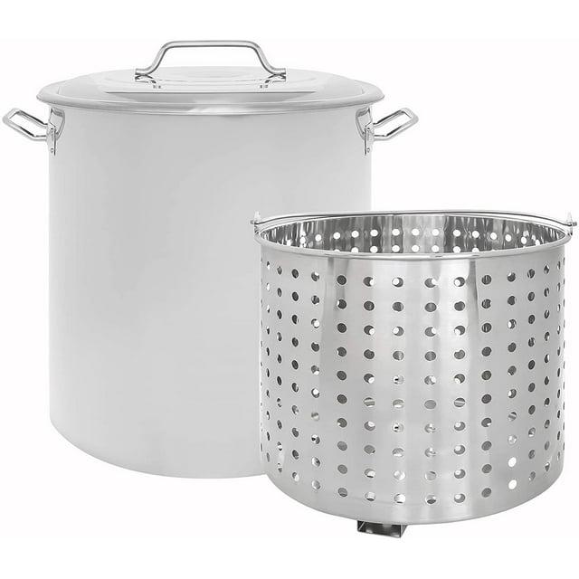 CONCORD Stainless Steel Stock Pot w/Steamer Basket. Cookware great for boiling and steaming (100 Quart)
