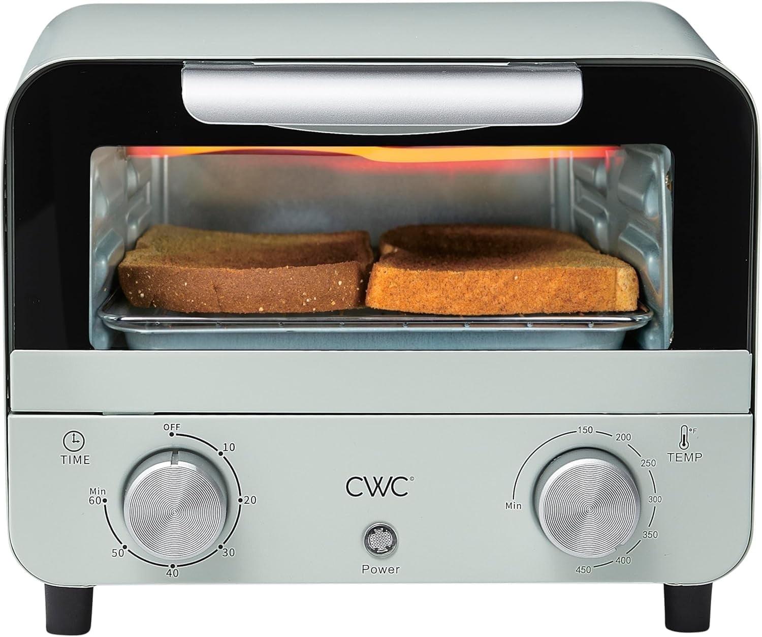 COOK WITH COLOR Small Toaster Oven 600-Watt Countertop Oven Cooker Kitchen Appliance, Sage