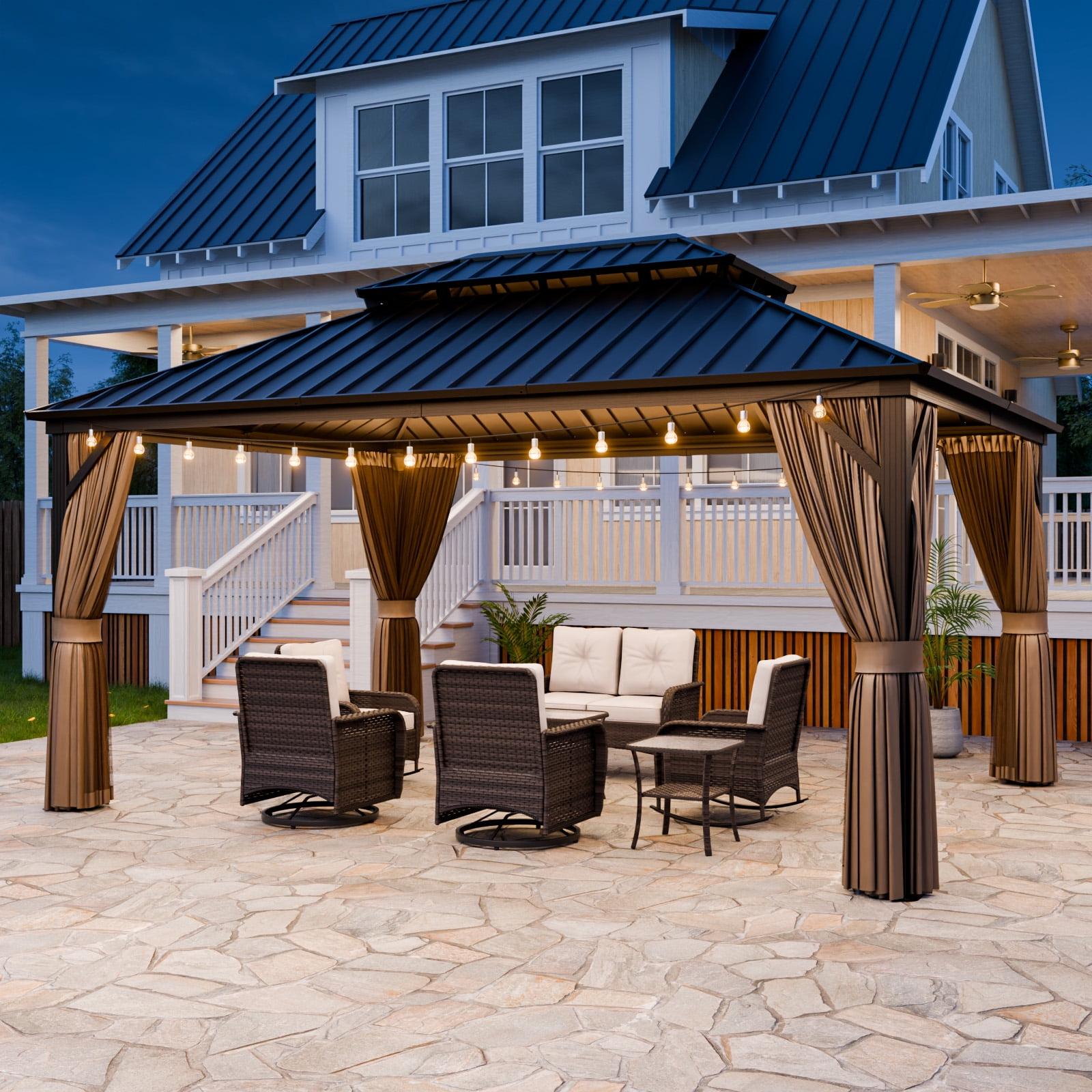 COOS BAY 16 Ft. W x 12 Ft. D Outdoor Metal Patio Hartop Gazebo