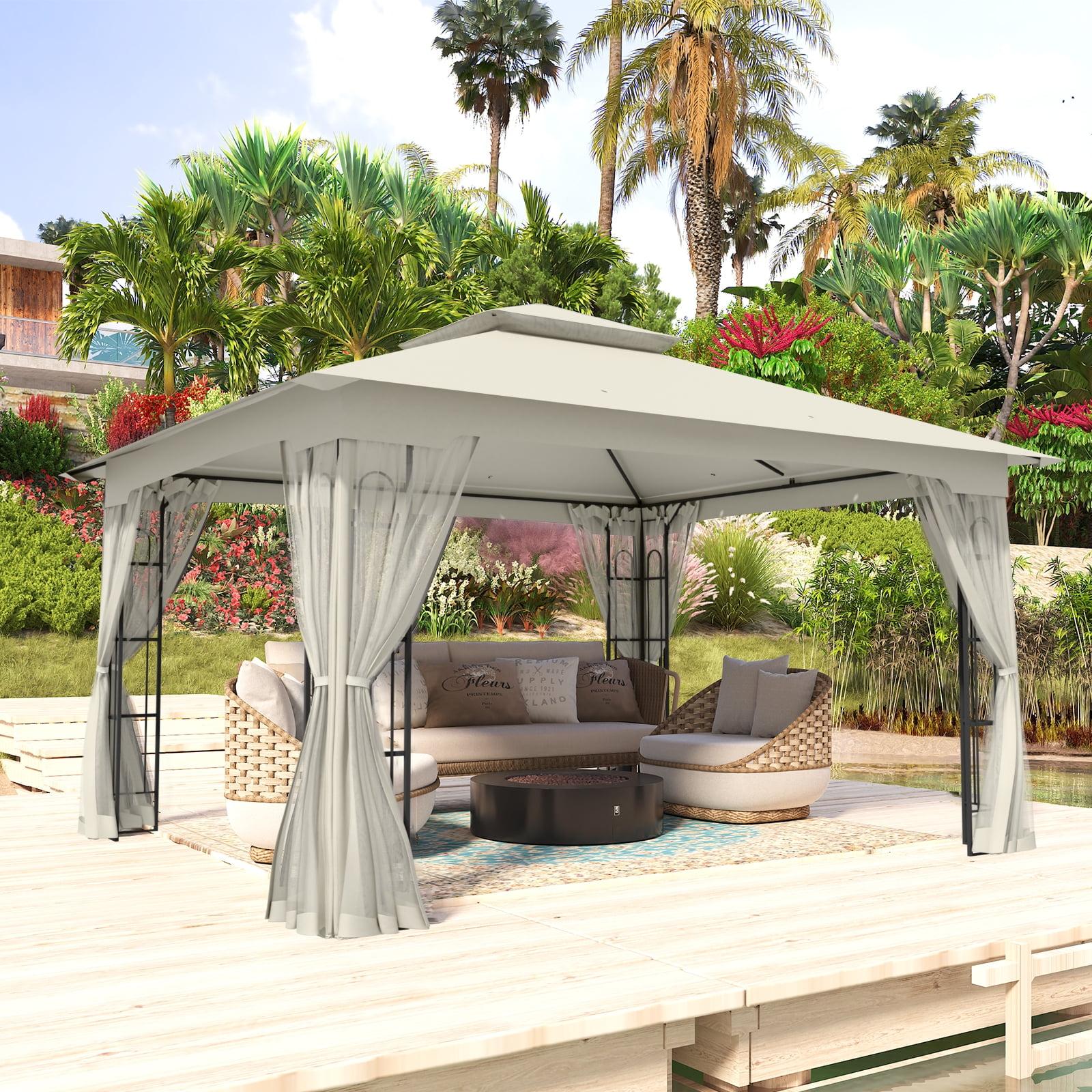COOS BAY 13 Ft. W x 11 Ft. D Steel Patio Gazebo with Netting