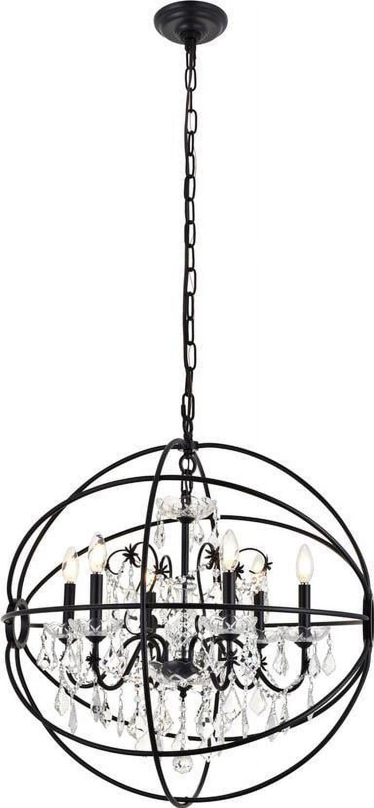 Elegant Cordelia Black Iron & Crystal Indoor/Outdoor Pendant Light