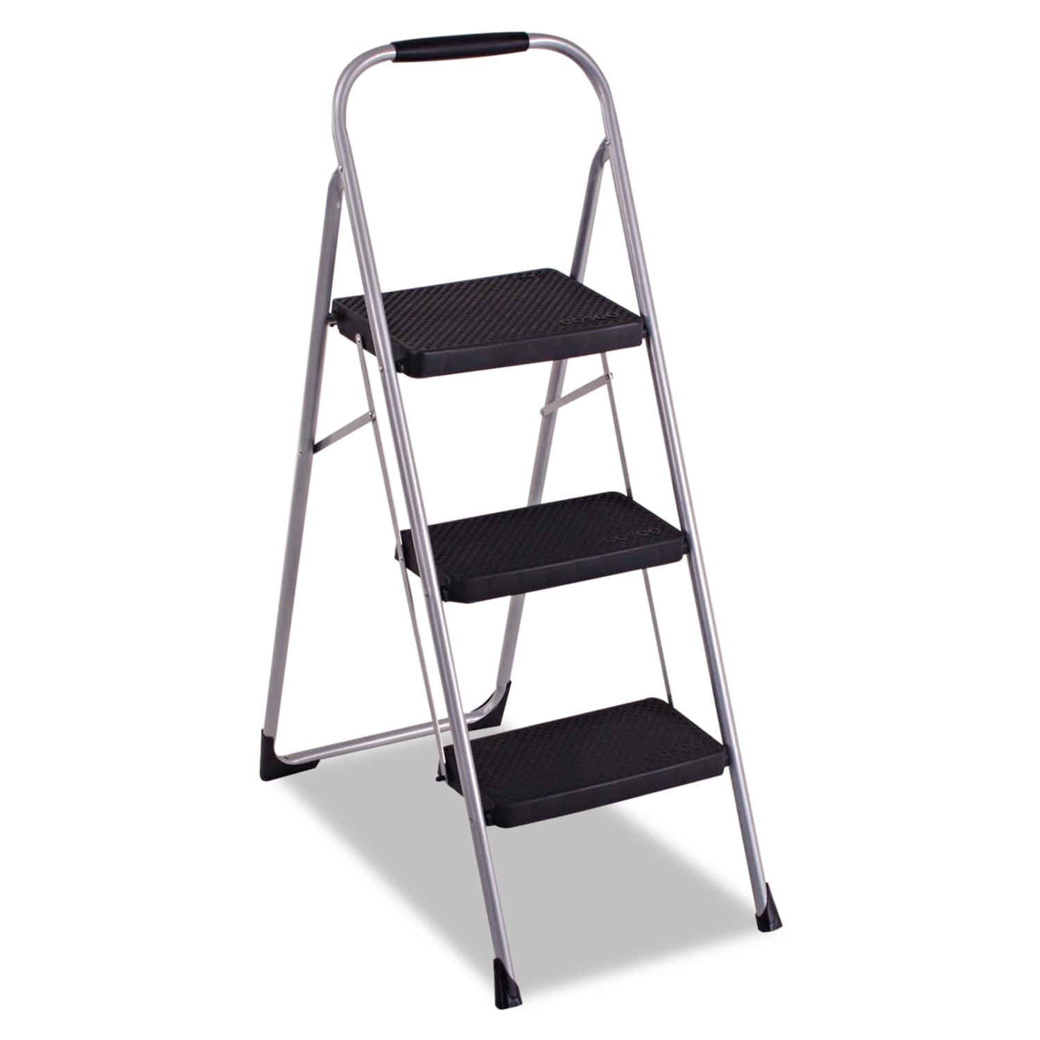 3-Step Foldable Steel Ladder with Slip-Resistant Steps