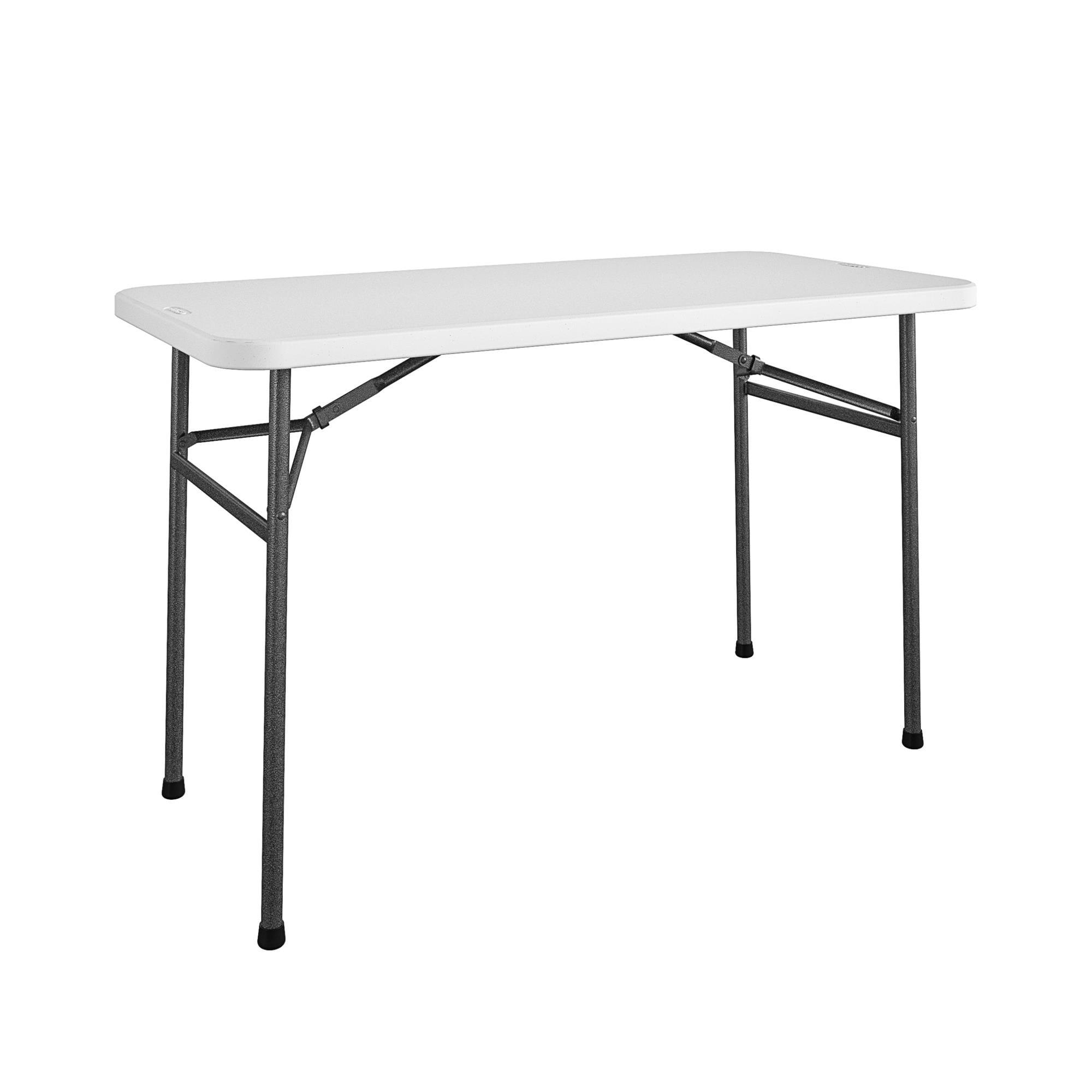 White 4ft Folding Rectangular Utility Table with Steel Frame