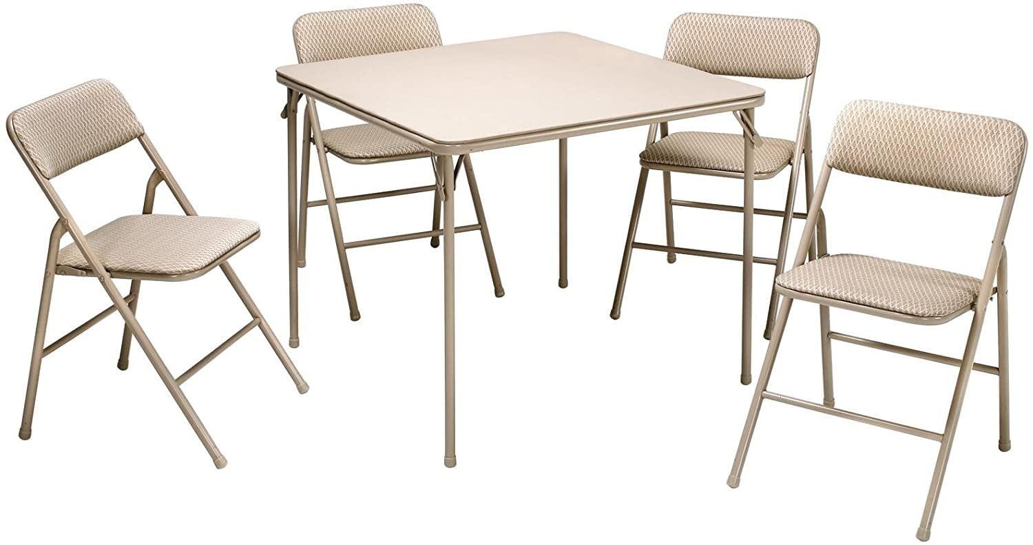 COSCO 5-Piece Folding Table and Chair Set, Tan
