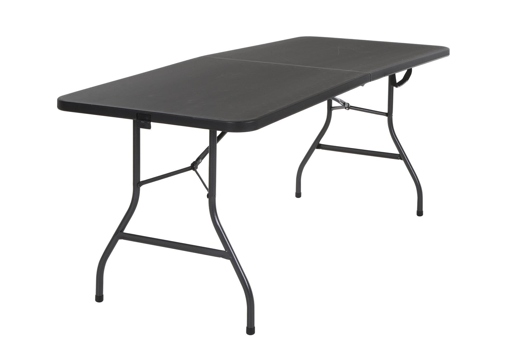 COSCO 6' Fold-in-Half Banquet Table with Handle and Locking Latch, Black