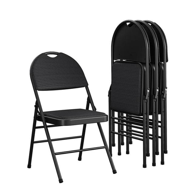 COSCO COSCO Commercial XL Comfort Fabric Padded Metal Folding Chair, Triple Braced (Set of 4)