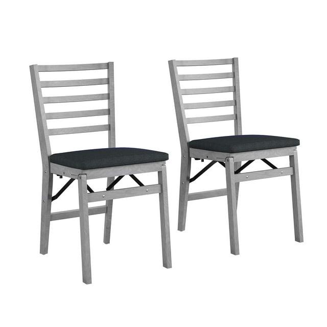 COSCO COSCO Contoured Back Wood Folding Chair with Fabric Seat (Set of 2)
