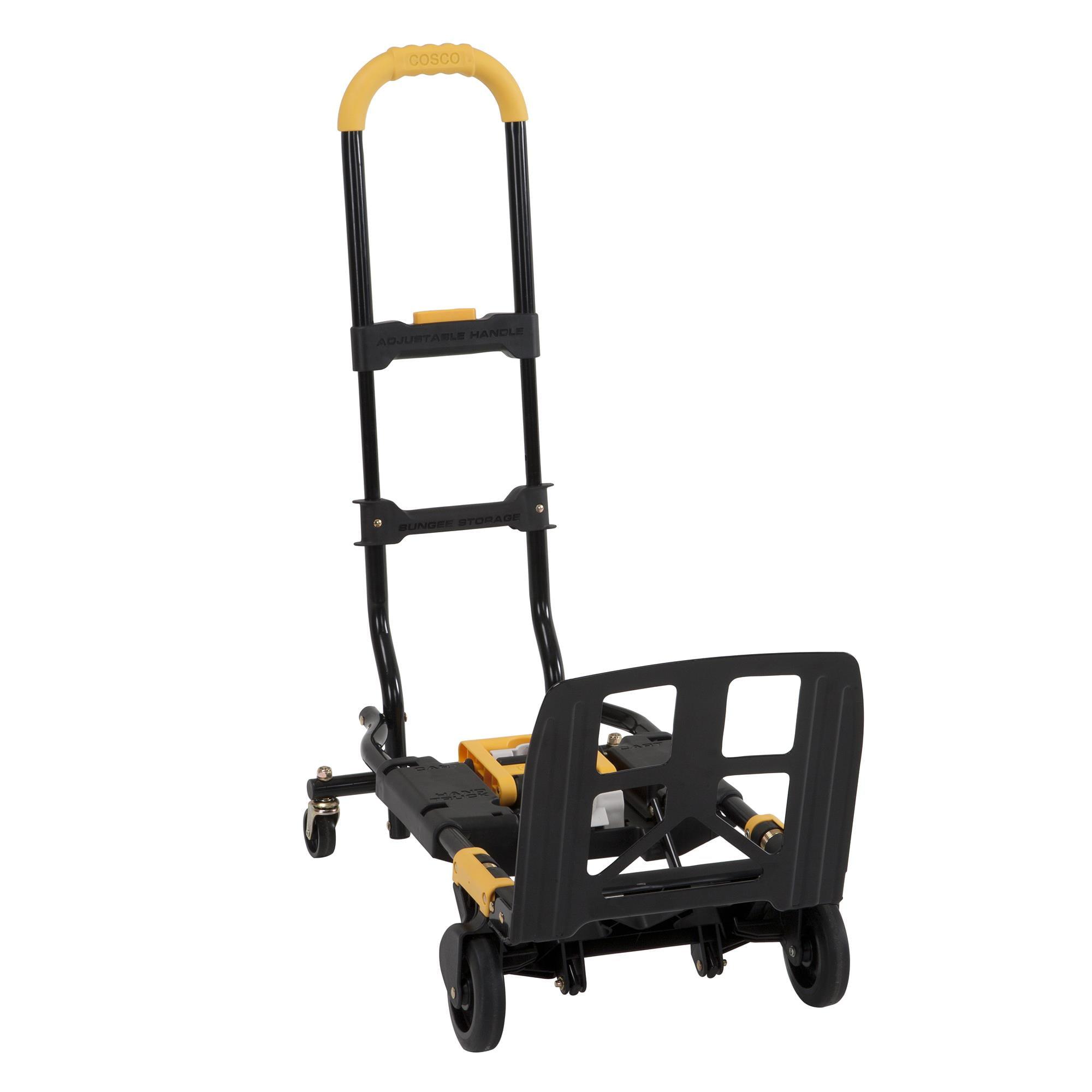 COSCO Black and Yellow 2-in-1 Folding Hand Truck with Extendable Handle