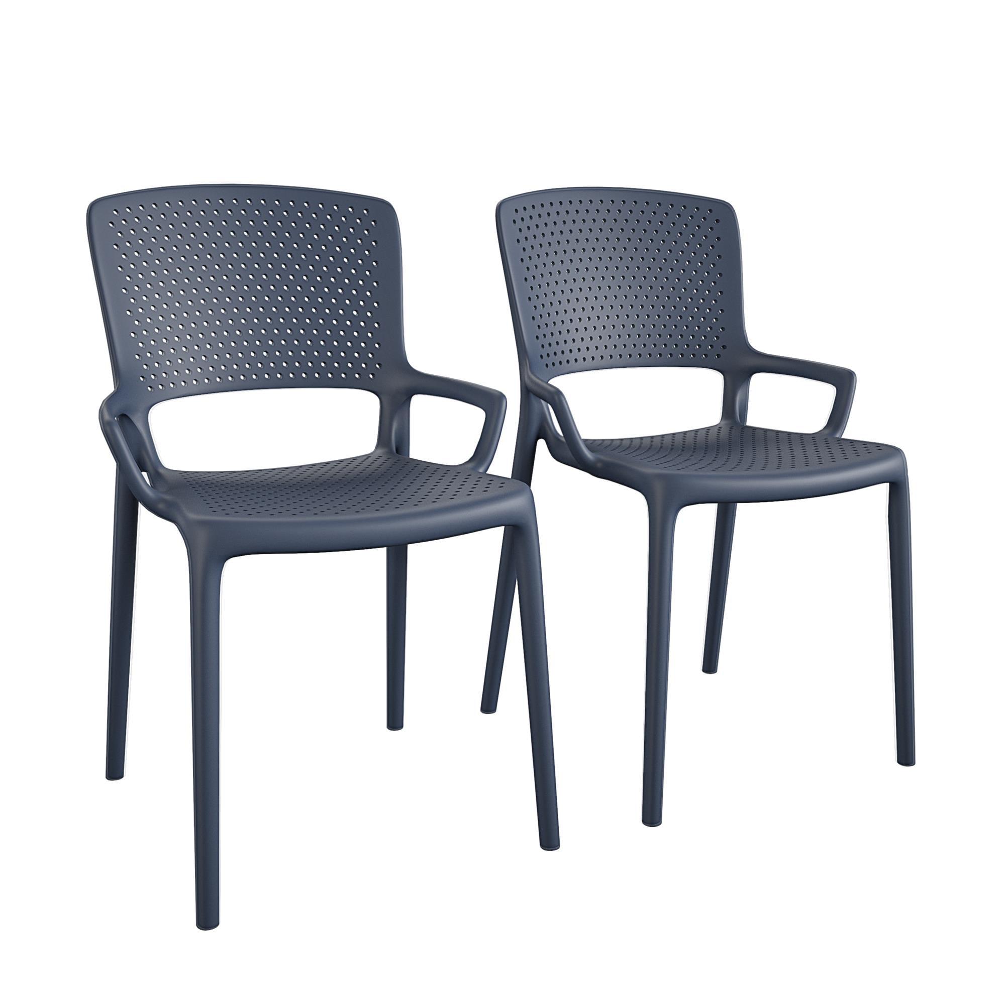 COSCO Outdoor/Indoor Stacking Resin Chair with Square Back and Arms