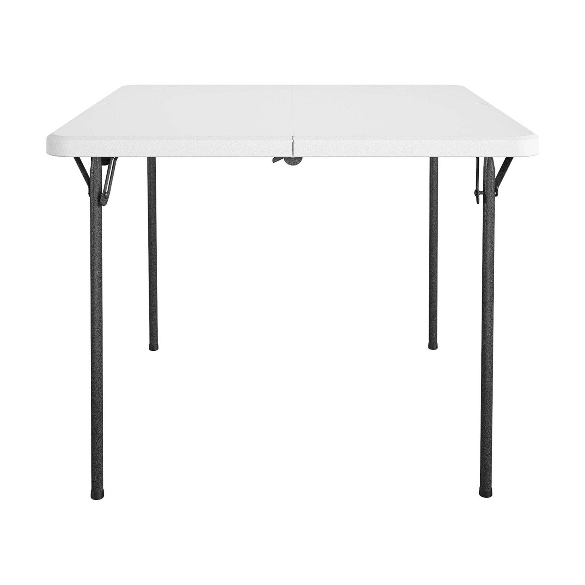 48" White and Black Metal Fold-in-Half Card Table