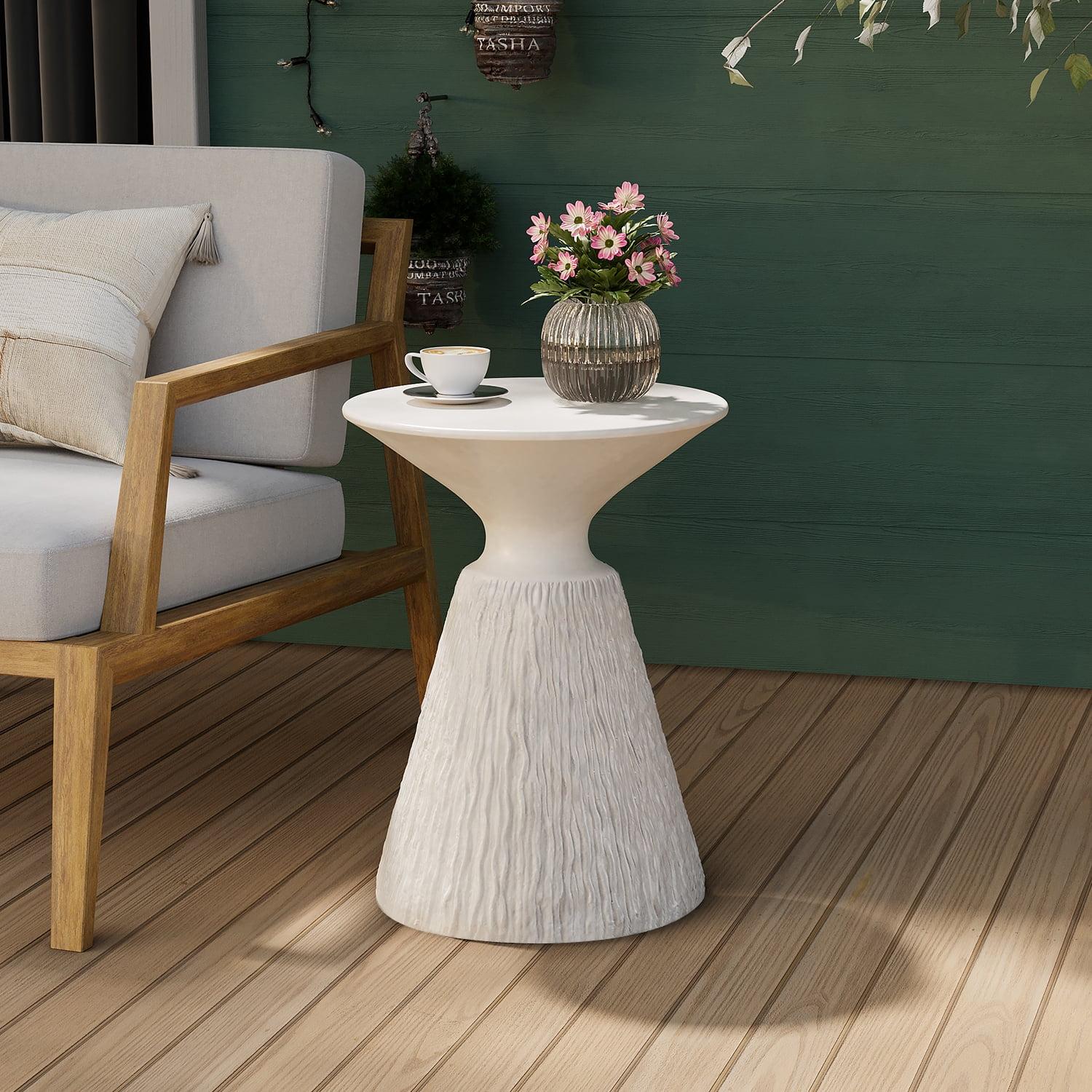 White Mushroom Shaped MgO Outdoor Side Table