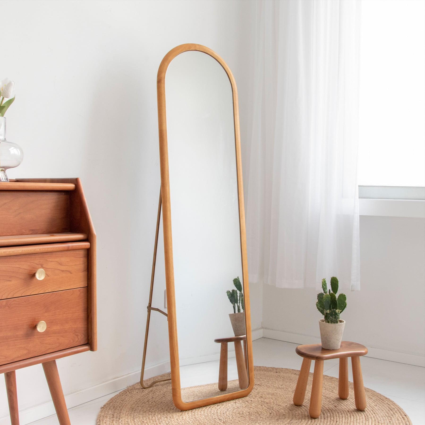 COZAYH Full Length Mirror with Stand, Dressing Wall-Mounted Mirror, Floor Mirror Solid Wood Frame, Large Body Mirror for Bedroom, Bathroom, Living Room