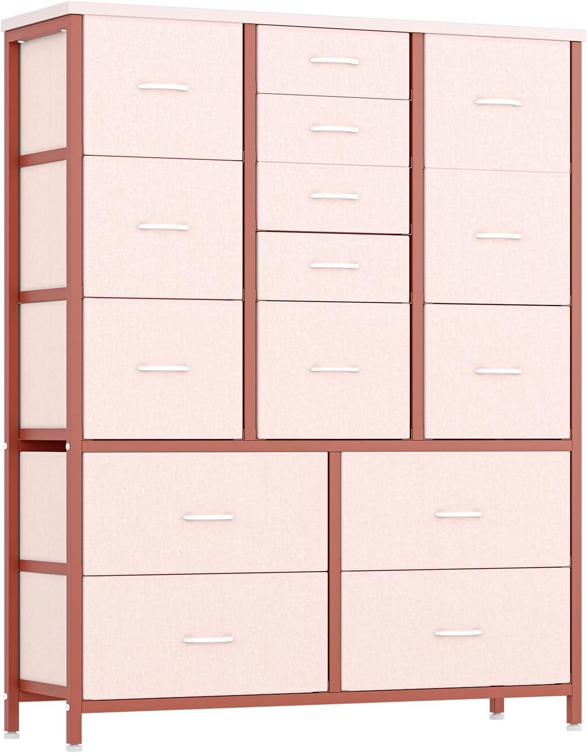 M optimized Dresser for Bedroom with 15 Drawers, Tall Dresser & Chests of Drawers, Fabric Storage Dresser for Closet, Hallway, Living Room