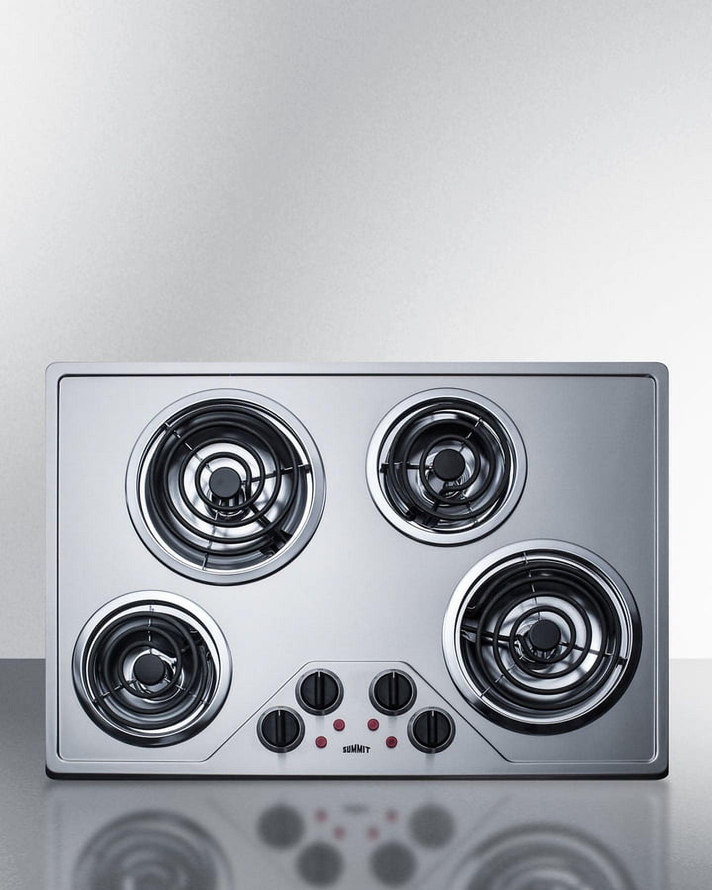 Summit 30" Stainless Steel 4-Burner Electric Cooktop