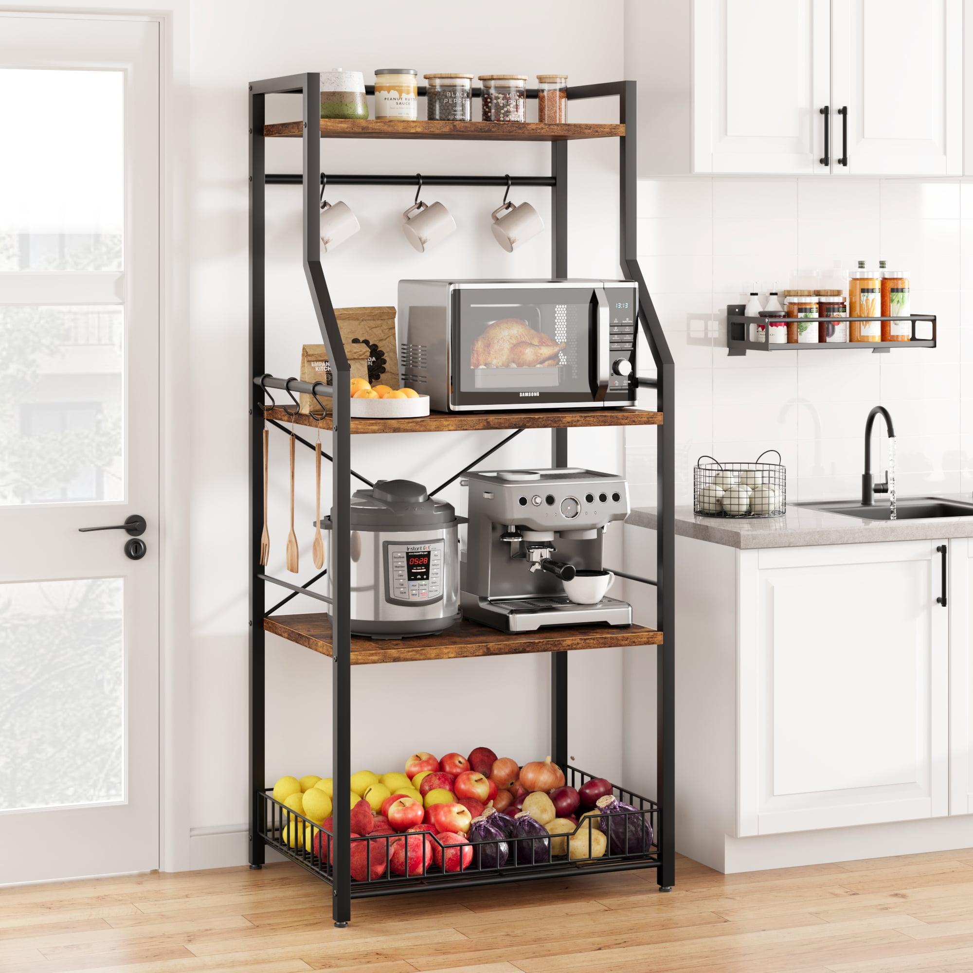 Rustic Brown and Black 4-Tier Industrial Kitchen Bakers Rack