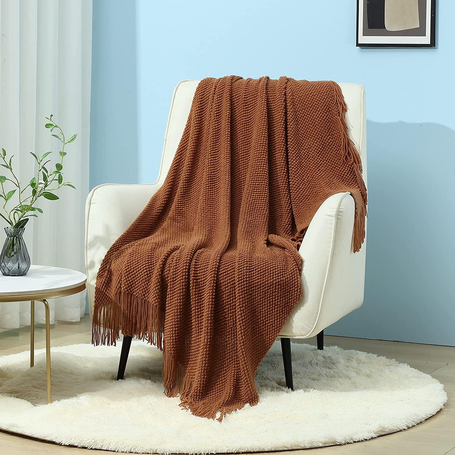 CREVENT Home Decor Rustic Couch Sofa Chair Bed Throw Blanket, Soft Warm Light Weight in Spring Summer (50''X60'' Brown)